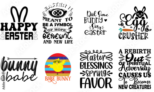 Minimal Easter Day Trendy Retro Style Illustration Set Vector Illustration for Mug Design, Social Media Post, Banner