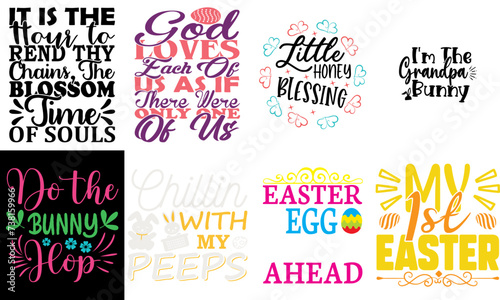 Colourful Easter and Spring Invitation Set Vector Illustration for Announcement, Greeting Card, Logo