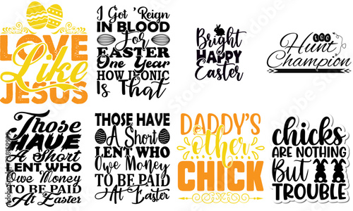 Creative Easter Typography Bundle Vector Illustration for Motion Graphics, Book Cover, Decal
