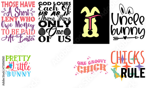 Decorative Easter Phrase Bundle Vector Illustration for Icon, Magazine, Holiday Cards