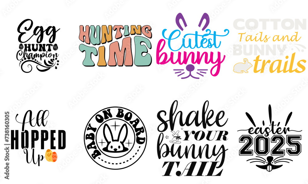 Simple Easter Typography Bundle Vector Illustration for Advertisement, Vouchers, Label