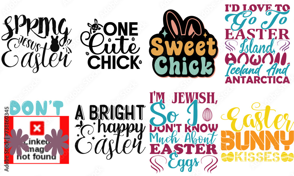 Creative Easter Day Calligraphy Set Vector Illustration for Banner, Icon, Magazine