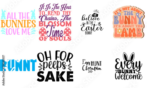 Vibrant Easter Day Inscription Collection Vector Illustration for Sticker, Announcement, Banner