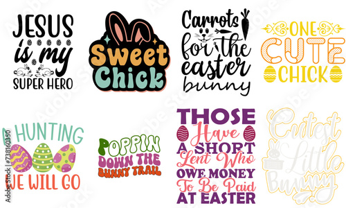 Creative Easter Sunday Typographic Emblems Set Vector Illustration for Announcement, Banner, Printable