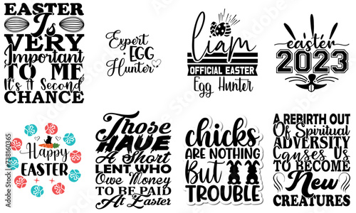 Classic Easter Day Invitation Collection Vector Illustration for Book Cover, Sticker, Decal