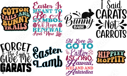 Modern Easter Sunday Trendy Retro Style Illustration Set Vector Illustration for Flyer, Book Cover, Magazine
