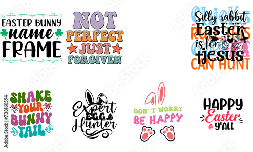 Simple Easter and Holiday Quotes Bundle Vector Illustration for Printable, Greeting Card, Infographic