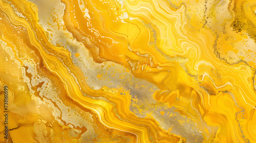 Yellow Gold fluid art marbling paint textured background