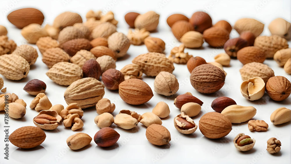 Various nuts on a white background Various nuts on a white background