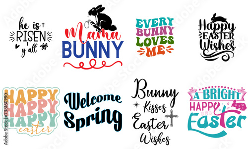 Elegant Easter Quotes Set Vector Illustration for Printing Press, Bookmark, Logo