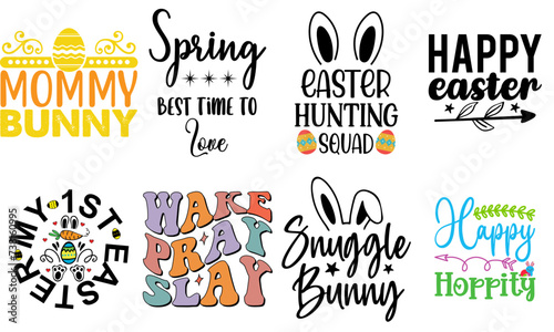 Colourful Easter Day Phrase Set Vector Illustration for Stationery, Newsletter, Bookmark