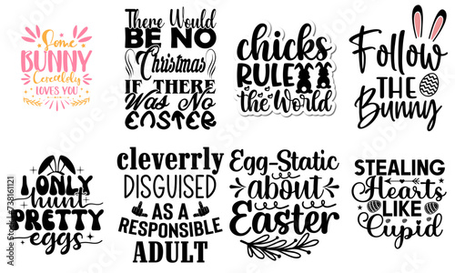 Minimal Easter Calligraphic Lettering Bundle Vector Illustration for Decal, Bookmark, Banner