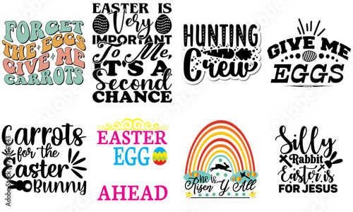 Decorative Easter Sunday Calligraphic Lettering Collection Vector Illustration for Printable, Vouchers, T-Shirt Design