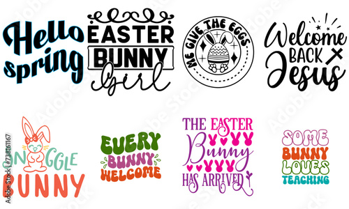 Modern Easter and Spring Labels And Badges Bundle Vector Illustration for Stationery, Book Cover, Presentation