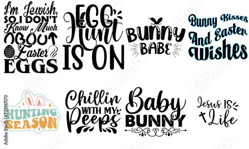 Minimalist Easter Day Calligraphic Lettering Set Vector Illustration for Mug Design, Banner, Advertisement