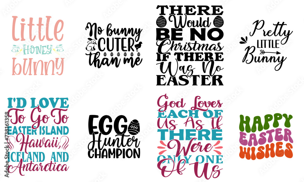 Fototapeta premium Simple Easter and Spring Trendy Retro Style Illustration Bundle Vector Illustration for Gift Card, Holiday Cards, Presentation