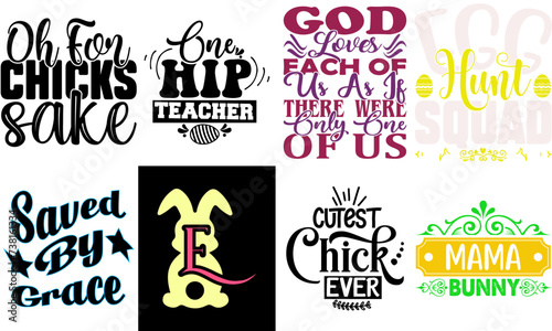 Modern Easter Day Trendy Retro Style Illustration Collection Vector Illustration for Motion Graphics, Gift Card, Brochure