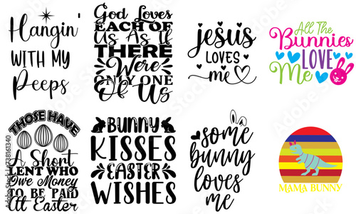 Modern Easter and Holiday Labels And Badges Collection Vector Illustration for Flyer, Printing Press, T-Shirt Design