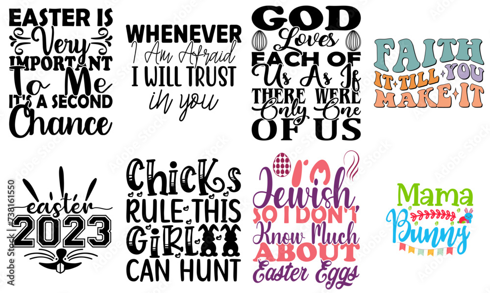 Fototapeta premium Simple Easter Quotes Collection Vector Illustration for Packaging, Banner, Wrapping Paper
