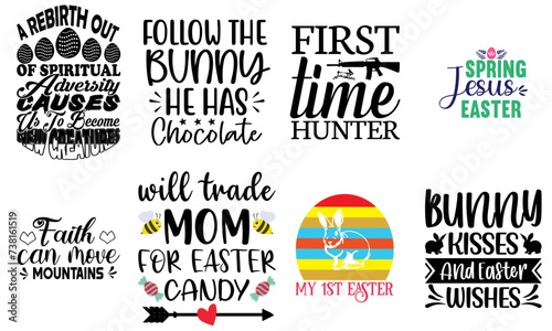 Modern Easter Calligraphy Collection Vector Illustration for Magazine, Brochure, Label