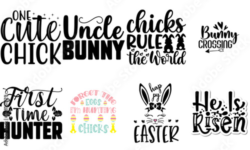 Classic Easter Day Typographic Emblems Bundle Vector Illustration for Poster, Brochure, Icon