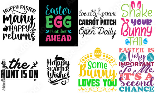 Colourful Easter and Holiday Inscription Bundle Vector Illustration for Logo, Brochure, Greeting Card