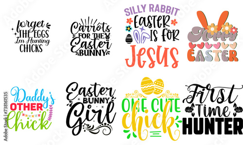 Decorative Easter Sunday Calligraphy Set Vector Illustration for Social Media Post, Printing Press, Printable