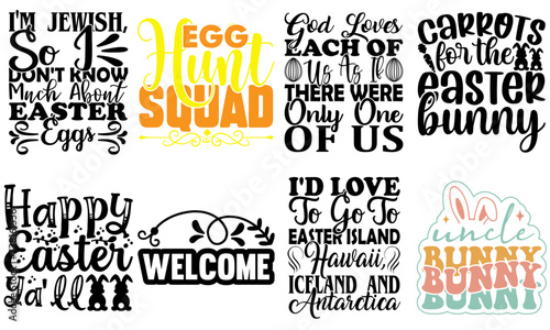 Classic Easter and Spring Hand Lettering Collection Vector Illustration for Label, Decal, Holiday Cards