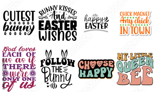Creative Easter Phrase Set Vector Illustration for Brochure, Logo, Motion Graphics