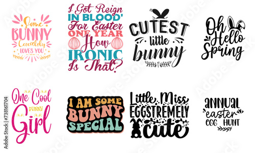 Classic Easter Sunday Hand Lettering Set Vector Illustration for Printable, Wrapping Paper, Motion Graphics