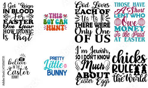 Simple Easter Sunday Typography Set Vector Illustration for Postcard, Holiday Cards, Vouchers