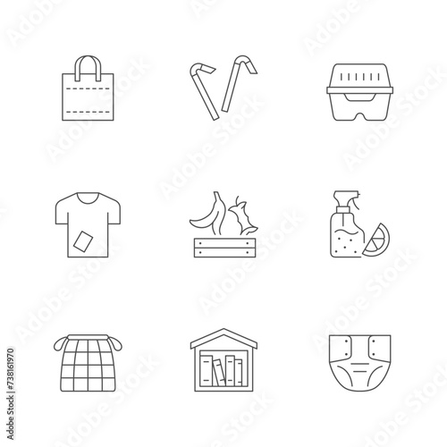 Set line icons of zero waste