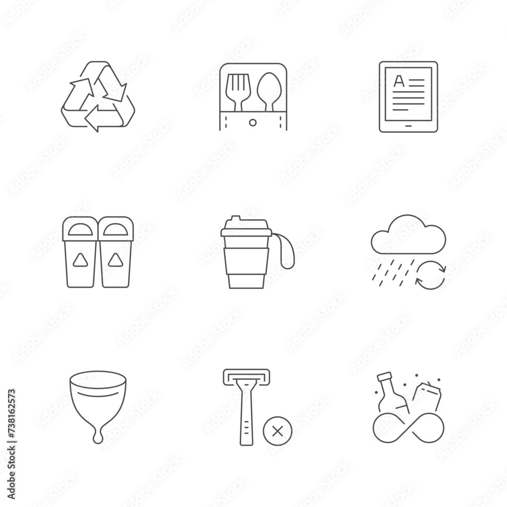 Set line icons of zero waste Set line icons of zero waste