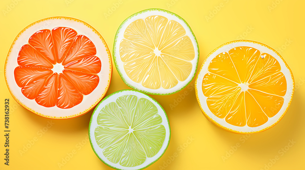 Lemon 3d rendering modern pattern background