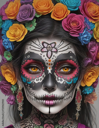 Woman dressed for Day of the Dead