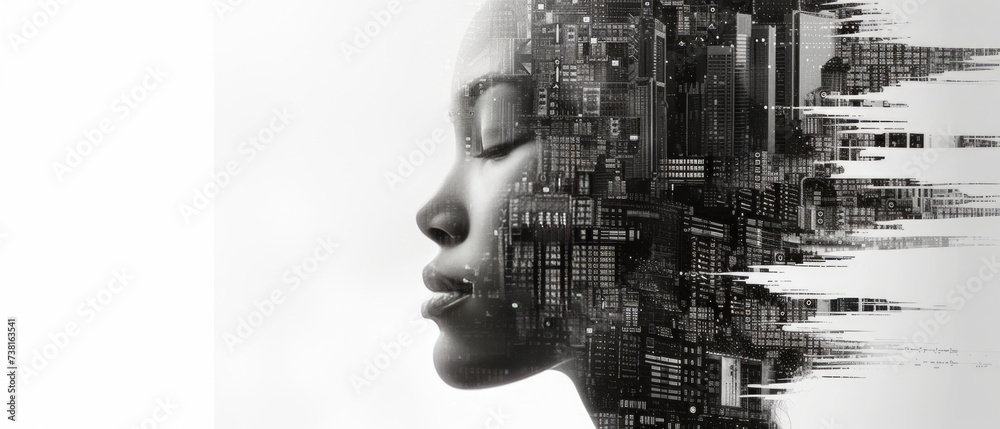 Human face inspiring linear minimalist modern, hieroglyphics metrics Human face inspiring linear minimalist modern, hieroglyphics metrics