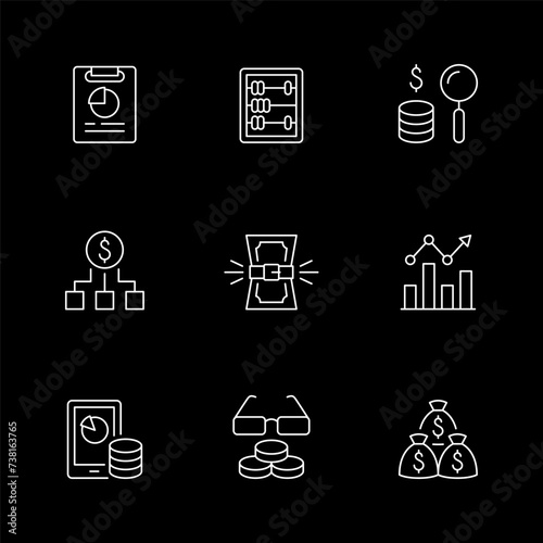 Set line outline icons of budget