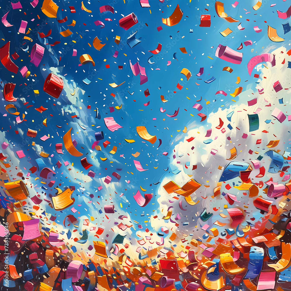 Festive Confetti Explosion in Brilliant Colors