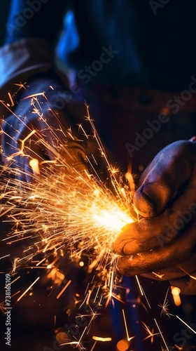 worker welding steel