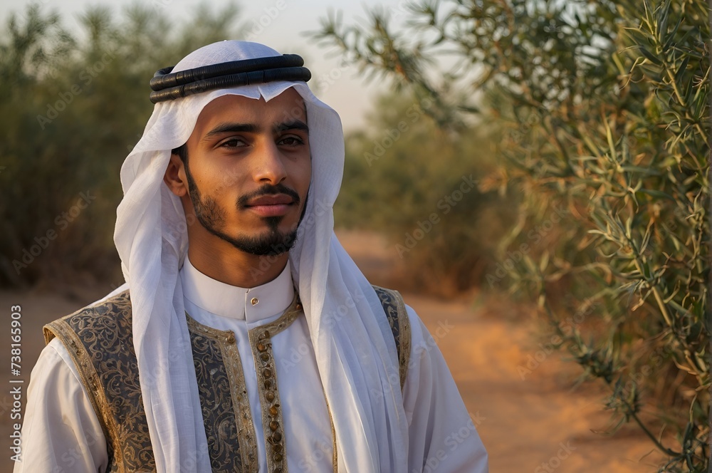 a young arabian man in traditional clothes outdoors a young arabian man in traditional clothes outdoors