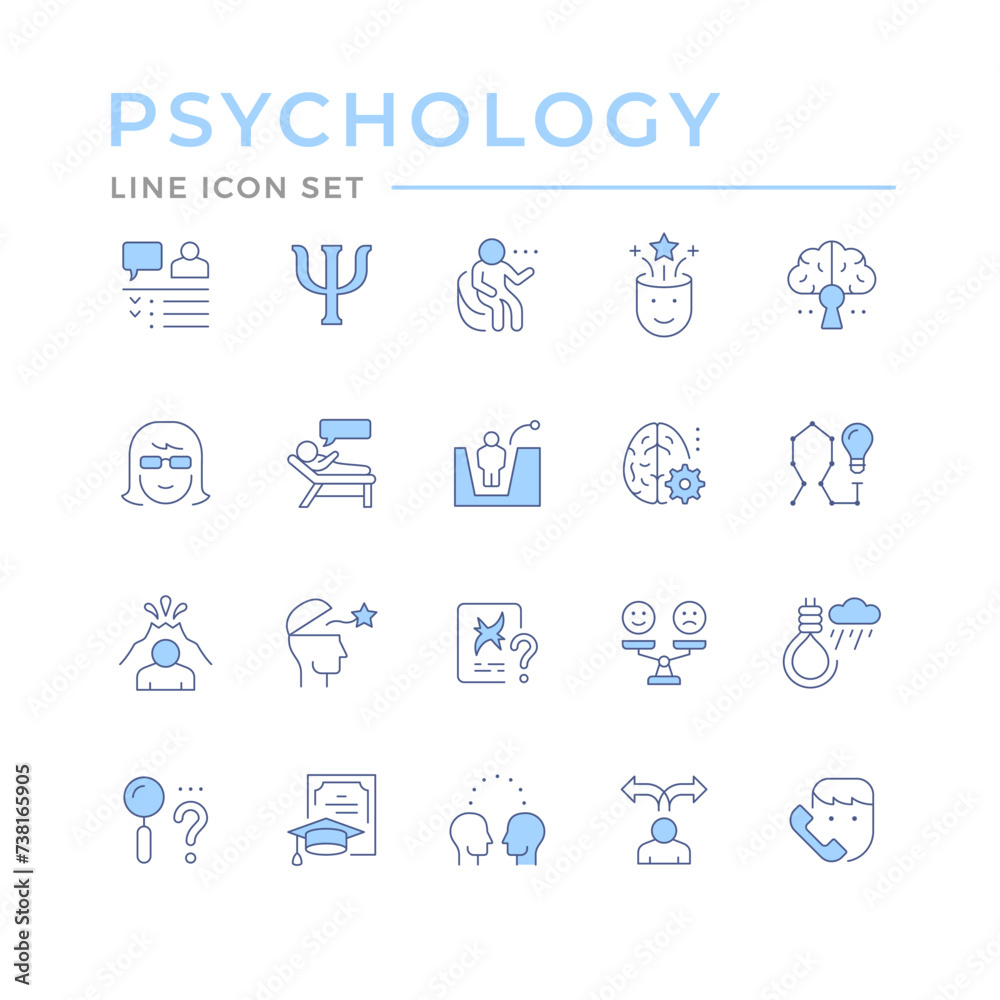 Set color line icons of psychology