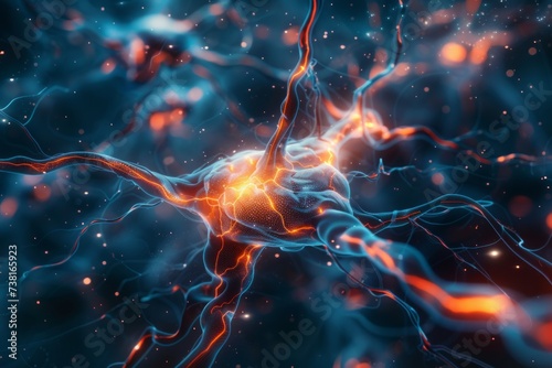 energizing modern brain, abstract image. Generative AI photo