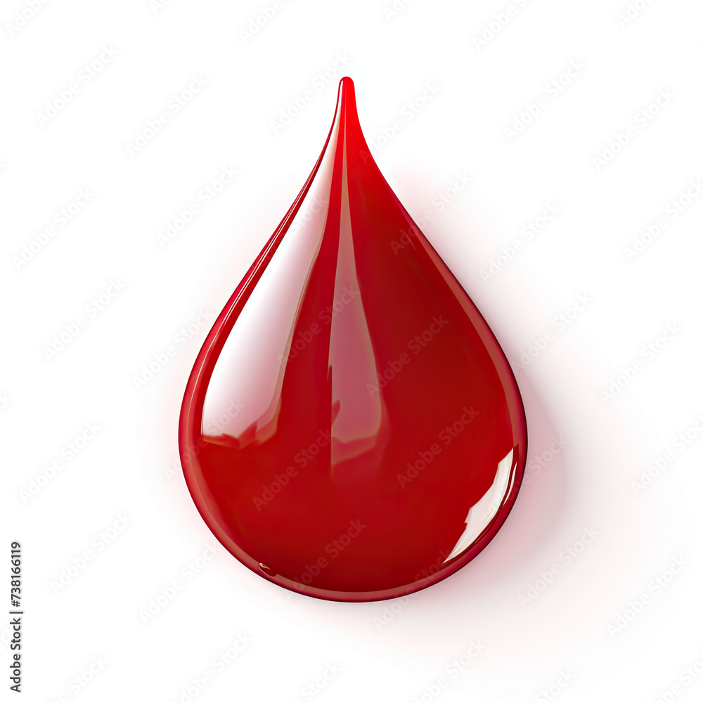 Fototapeta premium Fresh real dark red blood drop. isolated on white background