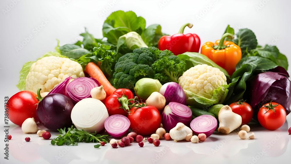 Fresh vegetables on the white background Fresh vegetables on the white background