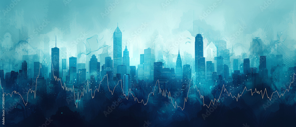 the stock market chart with blue sky,