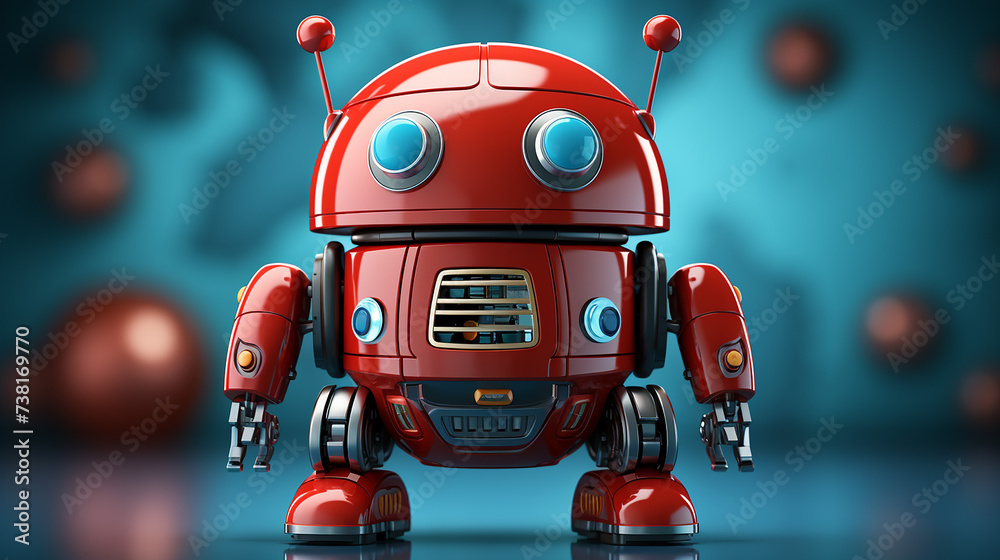 Fototapeta premium Cute little 3D metal robot