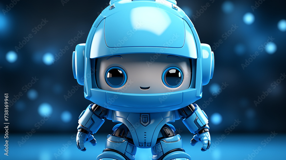 Naklejka premium Cute little 3D metal robot