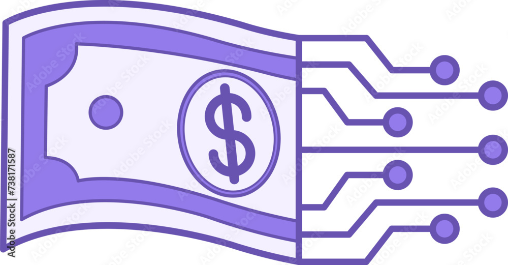 Colored Digital Money Icon. Internet Payments. Business and Finance Concept. Vector Icon Colored Digital Money Icon. Internet Payments. Business and Finance Concept. Vector Icon