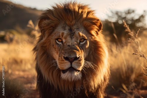 Majestic Lion in Golden Light © spyrakot