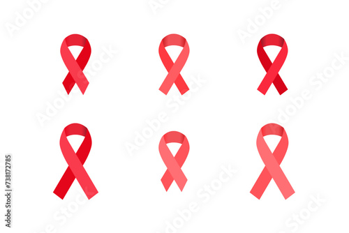 Red awareness ribbons vector set